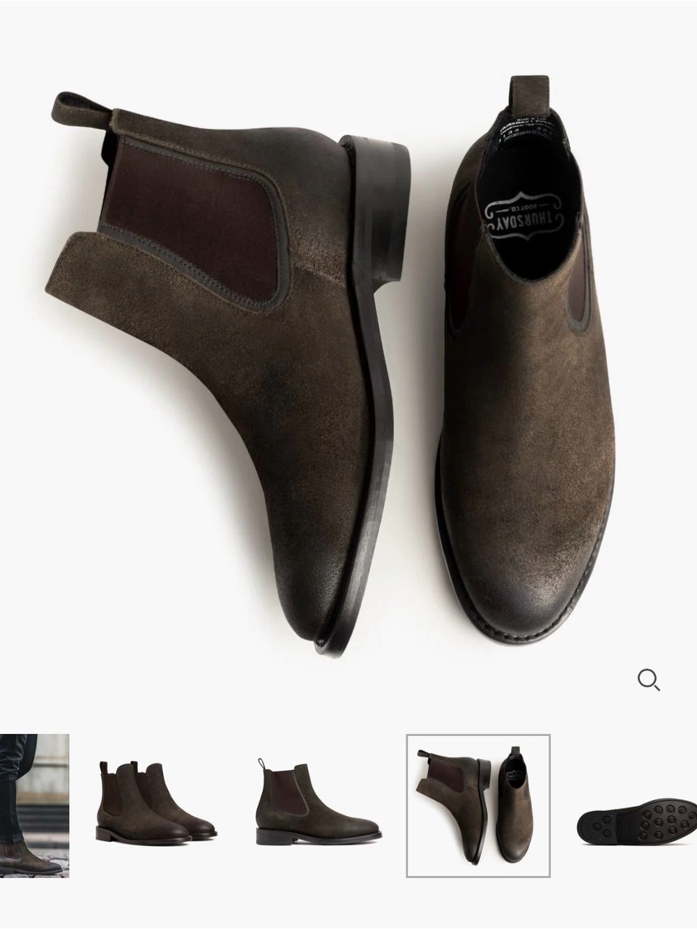 Thursday Boot Company, Duke, Dark Olive Suede, Chelsea Boots - Men 12.5